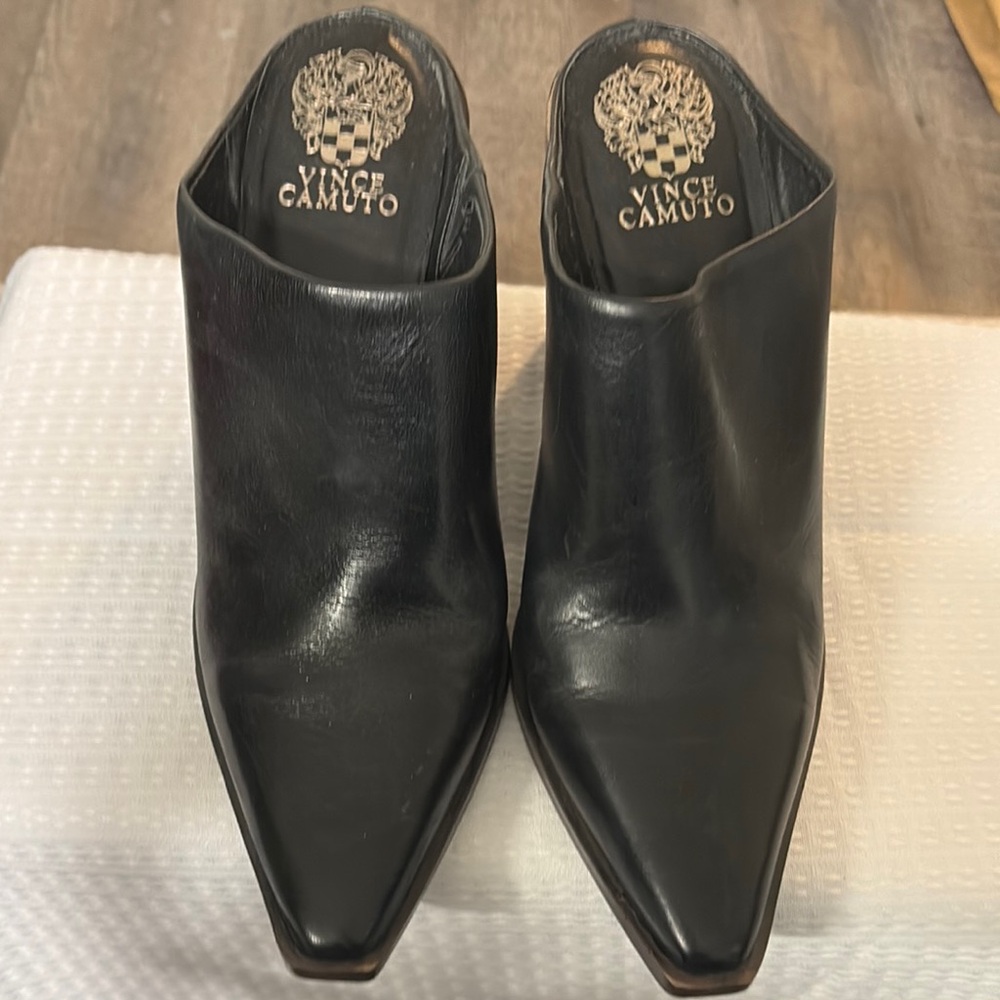 Vince Camuto Black Leather Mules